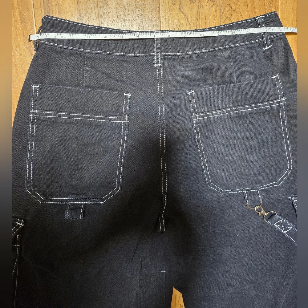 Black Cargo Pants with White Stitching - Picture 12 of 14